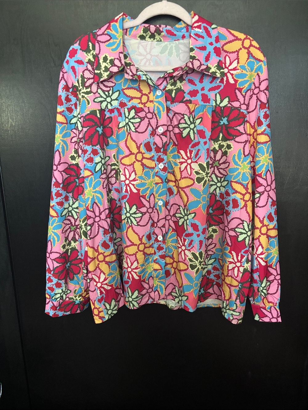 Women's Multicolor Floral Button-Down Shirt - Pink Multi